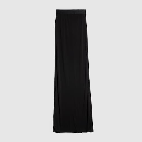 Viscose crêpe jersey long skirt - black