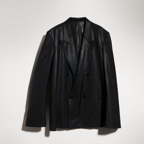Wool jacket with chintzed finish - black