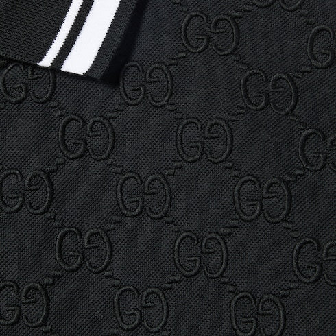 GG stretch cotton polo - black and white