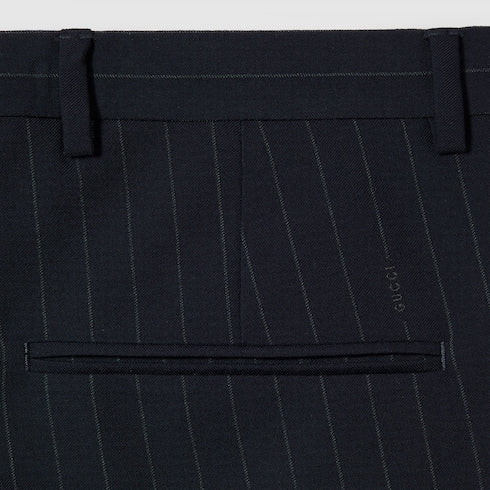 Pinstripe wool pant - dark blue and grey
