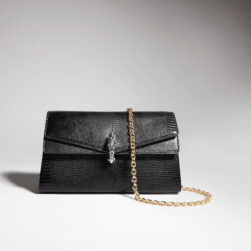 Dionysus lizard small shoulder bag - black