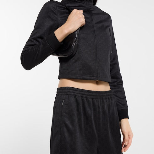 GG jersey jacquard leisure pants - black