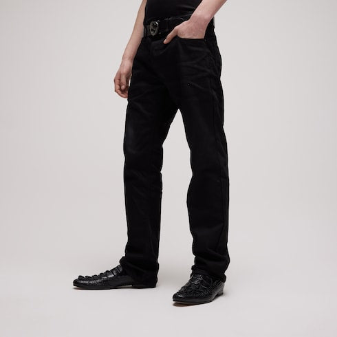 Cotton denim pants - black