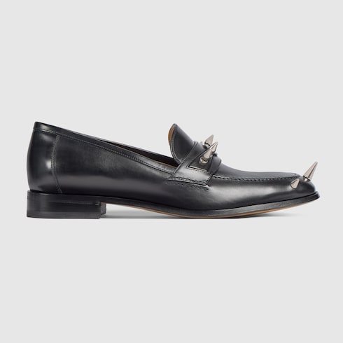 Men's studded loafer - black leather