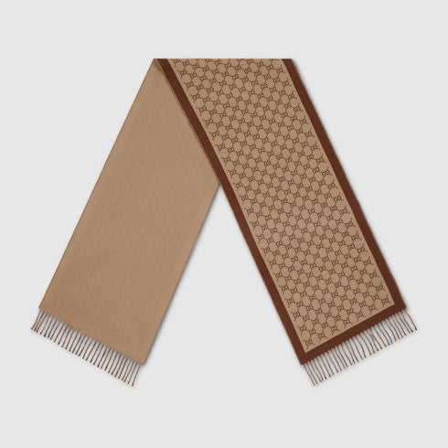GG wool scarf - beige and brown