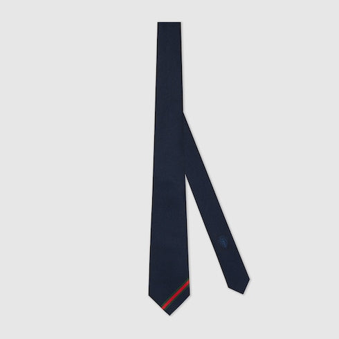 Web silk jacquard tie - blue
