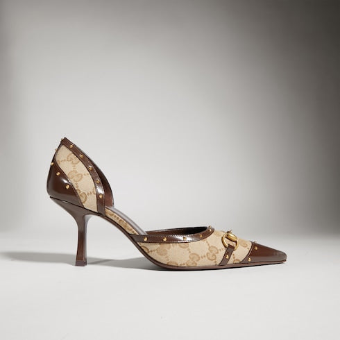Women's Savoy pump - sand and brown GG canvas