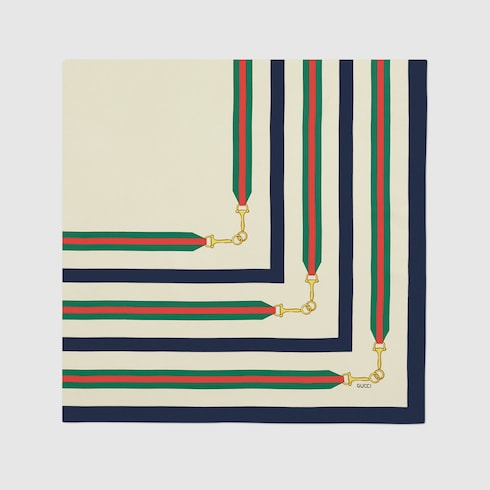 Printed silk twill carré - ivory