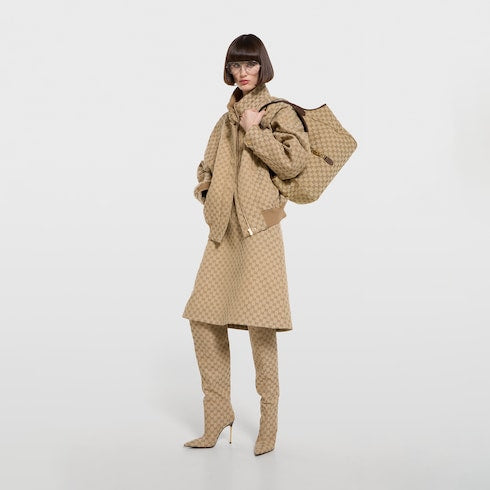 Mercato medium tote bag - sand and brown GG canvas