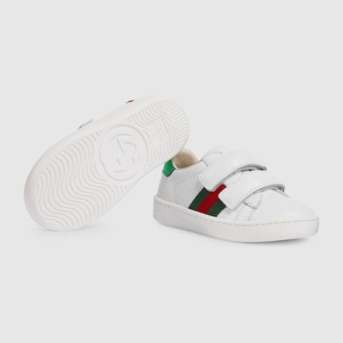 White Leather Toddler Sneaker With Web - White Leather