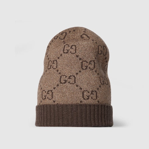 GG cashmere lamé hat - brown and dark brown