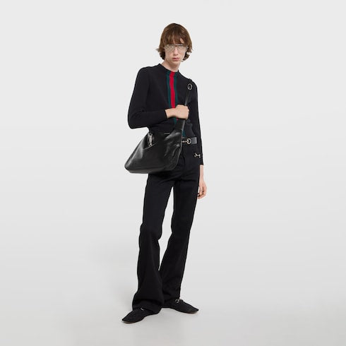Gucci Jackie 1961 large crossbody bag - black hand-treated leather