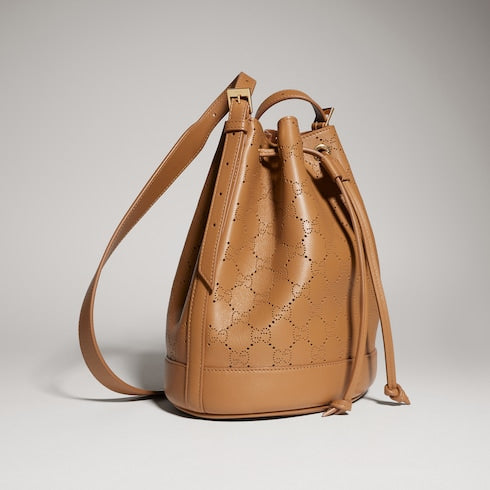 Gucci Venice small bucket bag - dark beige GG leather