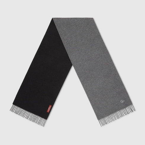 Cashmere scarf with patch - dark grey and black