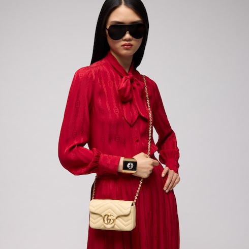 GG Marmont mini shoulder bag - light yellow leather