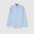 Cotton poplin shirt with embroidery - light blue
