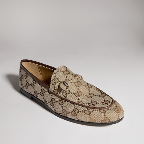 Women's Gucci Jordaan loafer - beige and ebony GG canvas