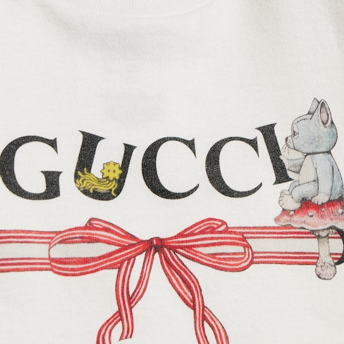 Baby cotton T-shirt with print - white