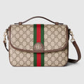Ophidia medium top handle bag - beige and brown GG fabric