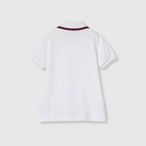 Children's cotton polo top with Web - white