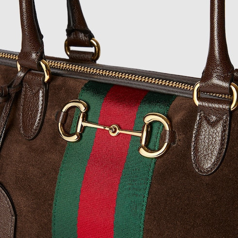 Borsetto large boston bag - dark brown suede