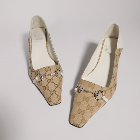 Women's Vittoria pump - sand and brown GG canvas
