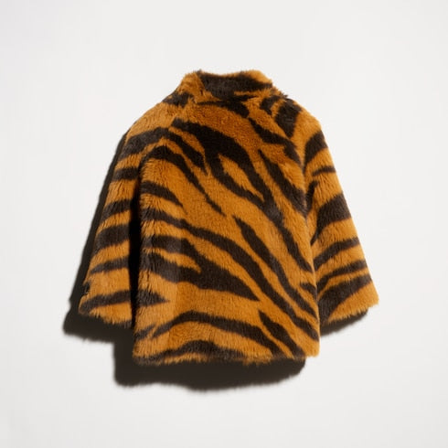Children's fuzzy fabric coat - orange and black