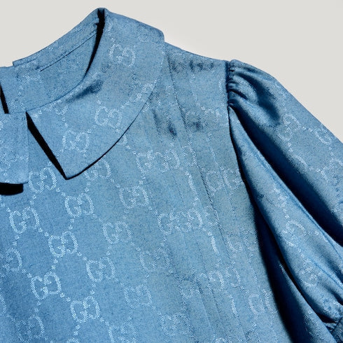 Children's GG viscose silk dress - light blue