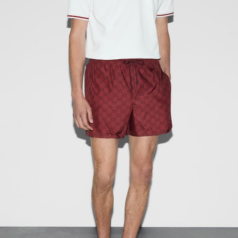 GG print nylon swim short - bordeaux