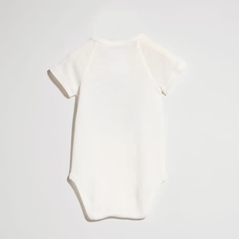 Baby cotton one-piece with print - white