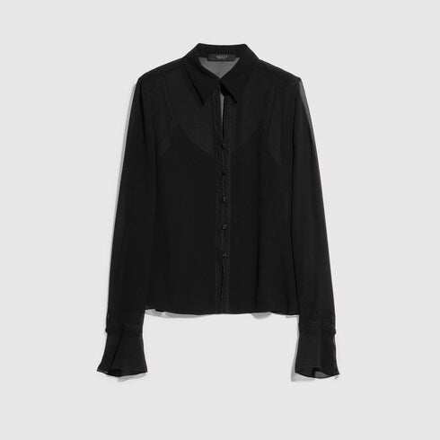 Light silk georgette shirt - black