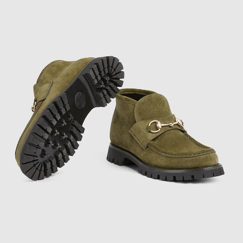 Women's ankle boot with Horsebit - dark green suede