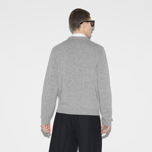 Wool sweater with Gucci intarsia - grey