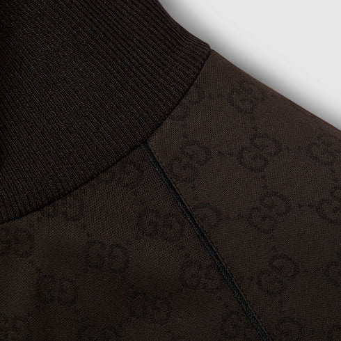 GG jersey jacquard zip jacket - dark brown