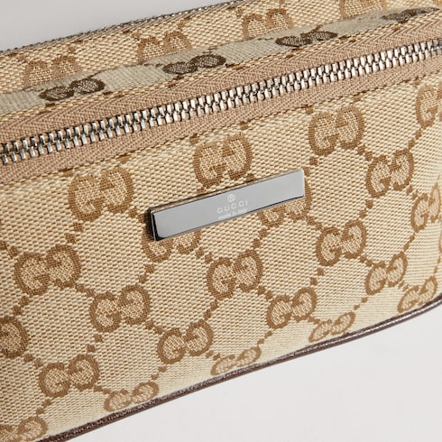 Flatpack small belt bag - sand and brown GG canvas