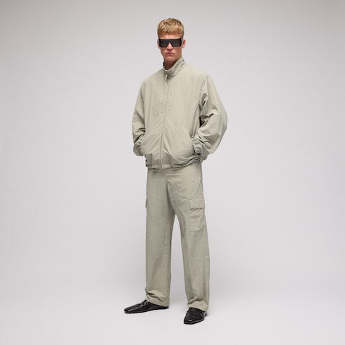 Froissé nylon faille cargo pants - beige