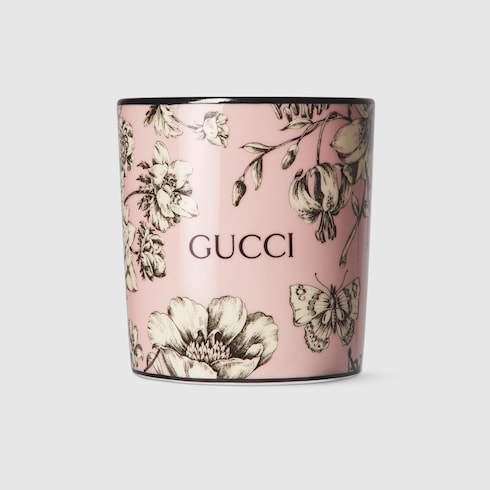 Gucci Flora Sketch print candle, Inventum scent - pink and ivory