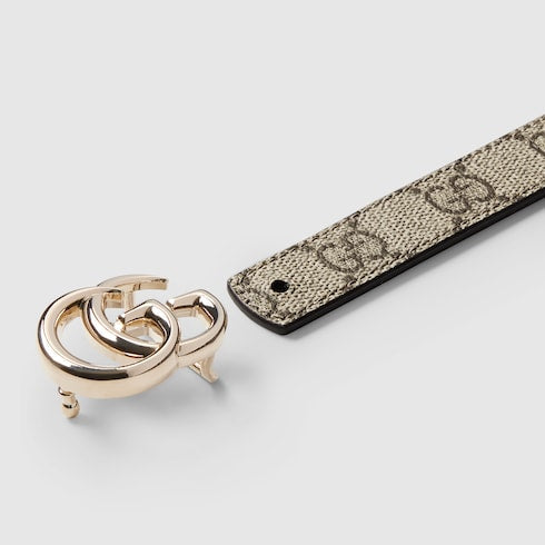 Reversible GG Marmont thin belt - beige GG Supreme and black leather