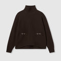 Wool cashmere sweater with Horsebit - dark brown