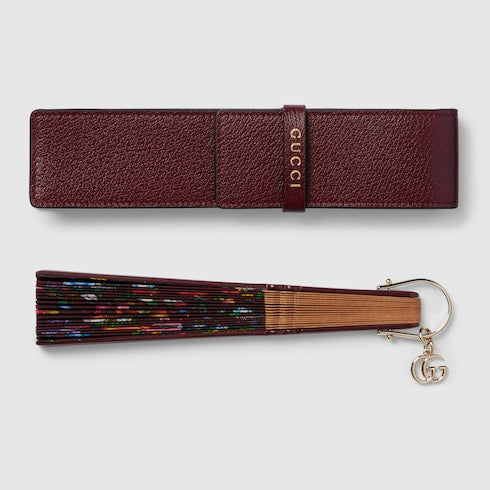 Small Flora print fan - rosso ancora red