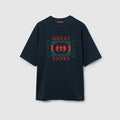 Printed cotton jersey T-shirt - navy