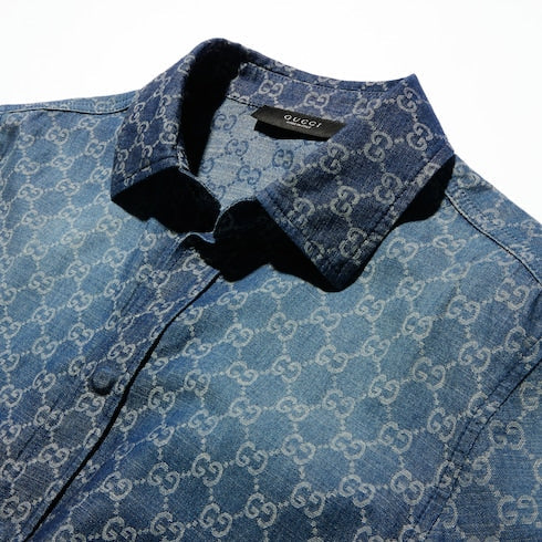 GG chambray cotton denim shirt - blue