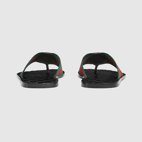 Men's Riviera thong sandal - green and red elastic strap
