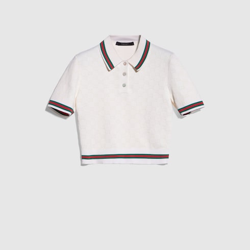 GG extra fine cotton jacquard polo shirt - ivory