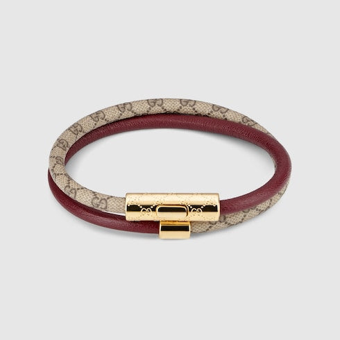 Double bracelet with GG detail - brown leather