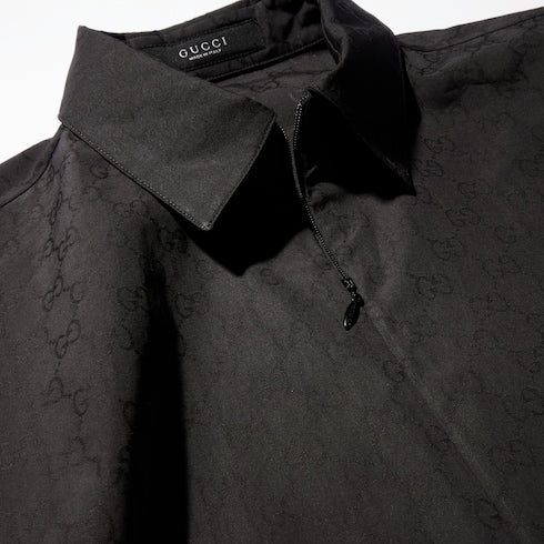 GG cotton poplin zip shirt - dark grey