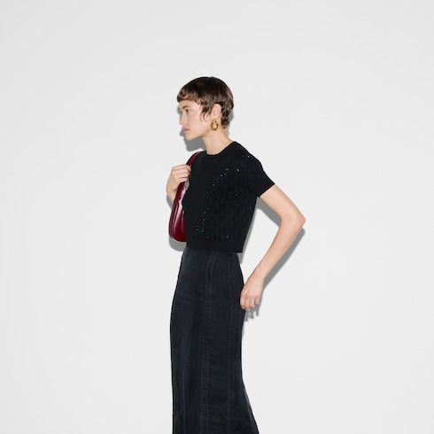 Fine wool GG crystal top - black