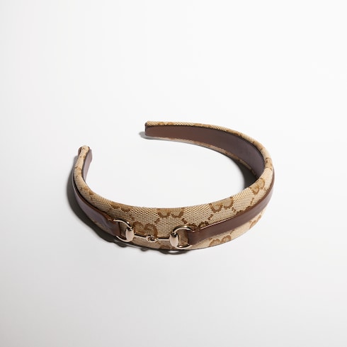 Children's GG canvas headband - sand and brown