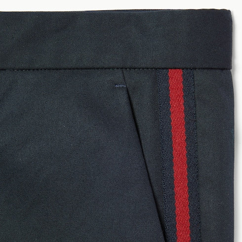 Cotton twill pant with Web detail - dark blue