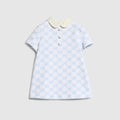 Baby embroidered cotton jersey dress - ivory and light blue